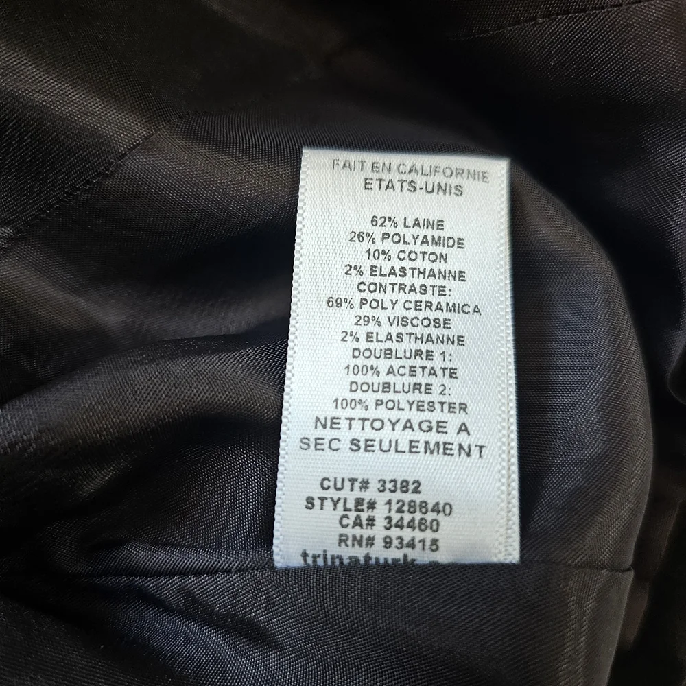 Trina Turk Wool Blend Brown Tweed Suit sz 2 Made in California - Picture 7 of 12